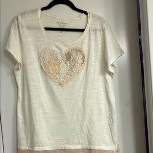 NWOT Chico's Cream Short Sleeve Embellished Tee